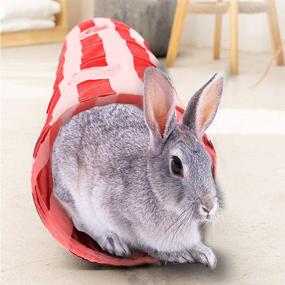 img 1 attached to 🐇 Tfwadmx Bunny Tunnel: Rabbit Tunnels and Tubes, Collapsible Hideaway Small Animal Activity Toys with 3 Grass Balls for Chinchillas, Ferrets, Guinea Pigs, Gerbils, Hamsters, Rats - Size: 51 x 10 inches