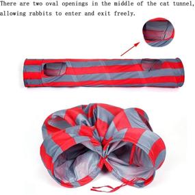 img 3 attached to 🐇 Tfwadmx Bunny Tunnel: Rabbit Tunnels and Tubes, Collapsible Hideaway Small Animal Activity Toys with 3 Grass Balls for Chinchillas, Ferrets, Guinea Pigs, Gerbils, Hamsters, Rats - Size: 51 x 10 inches
