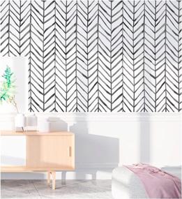 img 3 attached to 🏠 HaokHome 96020-1 Modern Stripe Peel and Stick Wallpaper: Herringbone Black White Vinyl Self Adhesive Decorative 17.7in x 9.8ft - Stylish and Convenient Home Décor Solution