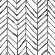 🏠 haokhome 96020-1 modern stripe peel and stick wallpaper: herringbone black white vinyl self adhesive decorative 17.7in x 9.8ft - stylish and convenient home décor solution logo