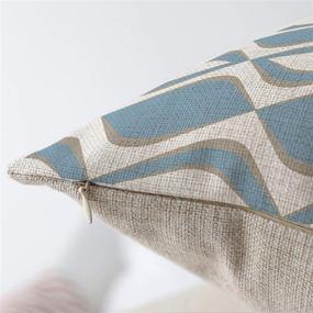 img 1 attached to 🔷 Hexagram Blue Geometric Linen Pillow Covers Set of 4 - Modern Soft Throw Cushion Covers for Home Decor