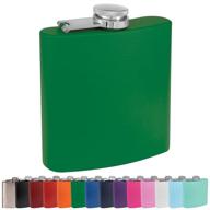 clear water home goods - 6 oz powder coated stainless steel hip flask - wedding party - groomsman - bridesmaid (matte green logo