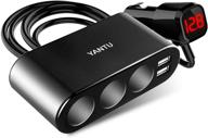 🚗 yantu 3 socket car charger: 120w 3.1a dual usb with voltage display - 12v dc outlet power adapter for mobile devices logo