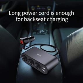 img 1 attached to 🚗 YANTU 3 Socket Car Charger: 120W 3.1A Dual USB with Voltage Display - 12V DC Outlet Power Adapter for Mobile Devices