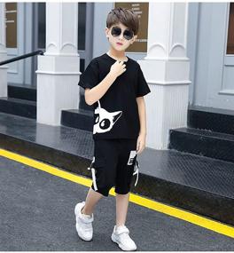 img 3 attached to 🩳 Sleeve T Shirt Shorts Summer Clothing for Boys: Trendy Clothing Sets