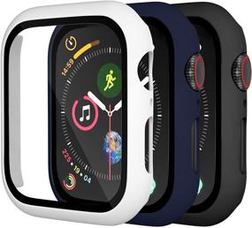 img 4 attached to Набор из 3 чехлов Charlam для Apple Watch 38 мм серии 1/2/3 - ультратонкий бампер с встроенным защитным экраном, полный защитный чехол iWatch (Черный, Темно-синий, Белый)