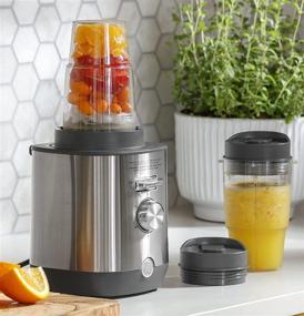 img 3 attached to 🔪 GE 5-Speed Blender + (2) 16 oz Cups: Powerful 1000W Kitchen Blender for Shakes, Smoothies & More - Stainless Steel Blades, Large 64 oz Jar