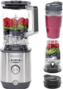 img 4 attached to 🔪 GE 5-Speed Blender + (2) 16 oz Cups: Powerful 1000W Kitchen Blender for Shakes, Smoothies & More - Stainless Steel Blades, Large 64 oz Jar