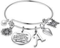 iefshiny stainless steel sunflower charm bracelets: beautifully engraved butterfly initial letter charm bracelets for women and girls - perfect gift idea logo