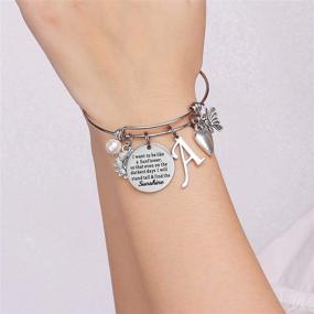 img 2 attached to IEFSHINY Stainless Steel Sunflower Charm Bracelets: Beautifully Engraved Butterfly Initial Letter Charm Bracelets for Women and Girls - Perfect Gift Idea