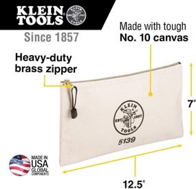 img 3 attached to 🛠️ Klein Tools 5139 Zipper Bag: Heavy Duty Canvas Tool Pouch with Brass Zipper Close - 12.5 x 7 x 4.25-Inch - Natural