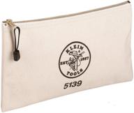 🛠️ klein tools 5139 zipper bag: heavy duty canvas tool pouch with brass zipper close - 12.5 x 7 x 4.25-inch - natural logo