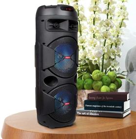 img 2 attached to 🔊 Ridgeway QS-2626/QS-2627 Rechargeable Dual 6.5" Woofer Portable FM Bluetooth PA Speaker: Immersive Sound, Mic, LED Light, 7 Hours Playtime