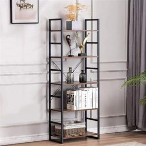 img 1 attached to 📚 YOUDENOVA 5-Tier Tall Bookshelf Storage Organizer - Modern Brown Bookcase for Bedroom, Living Room, and Home Office