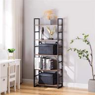 📚 youdenova 5-tier tall bookshelf storage organizer - modern brown bookcase for bedroom, living room, and home office логотип