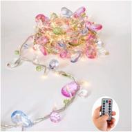 ✨ updated bohemian style indoor house string lights with colorful jewels - battery powered led fairy christmas lights with remote control and timer - 8 lighting modes - 30 warm white led gift lights for girls logo