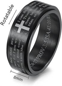 img 1 attached to 🔔 Men's Rotatable Cross Faith Crucifix Chunky Band Ring - Inspirational Bible Verses - Stainless Steel Spinner Fidget Ring for Stress Relief, Anti Anxiety - Statement Ring for Dad, Boyfriend, Son - Prayers, Christmas