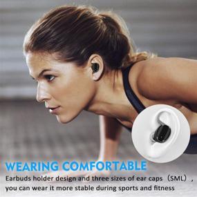 img 1 attached to 🎧 DuoTen IPX7 Waterproof Wireless Earbuds, Bluetooth 5.0 Earphones, Mini Portable with Mic LCD Digital Display Charging Case, Active Noise Canceling Touch Control Deep Bass for Sports - Black