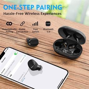 img 2 attached to 🎧 DuoTen IPX7 Waterproof Wireless Earbuds, Bluetooth 5.0 Earphones, Mini Portable with Mic LCD Digital Display Charging Case, Active Noise Canceling Touch Control Deep Bass for Sports - Black