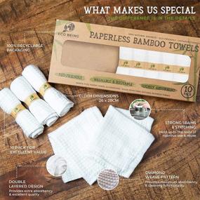 img 1 attached to 🎋 Bamboo Towels - Eco-Friendly, Washable, Reusable Non Paper Towels. Super Absorbent, Durable Napkins and Cloth Paper Towels for Kitchen. Sustainable 100% Bamboo Paperless Alternatives (5 Pack)