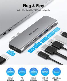 img 2 attached to 💻 LENTION USB C Hub with Dual 4K HDMI, 2 USB 3.0, USB C Data Port and 60W Charging for 2016-2021 MacBook Pro and New Mac Air (CB-CS67, Space Gray) - Advanced Driver Adapter for Thunderbolt 3 Port Compatibility and Reliable Connectivity