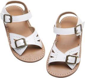 img 4 attached to 👰 Summer Wedding Sandals: Girls' Open Toe Shoes for Toddler, Little Kid, and Big Kid