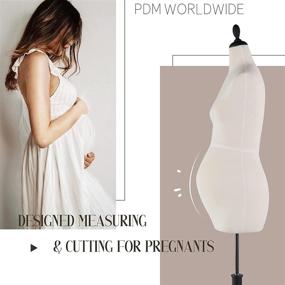 img 3 attached to 🤰 PDM WORLDWIDE Pregnant Female Dress Form Mannequin Torso Pinnable & Adjustable (Beige) - Height Range 61''-78'' with Wooden Tripod Base and Stainless Steel Stand