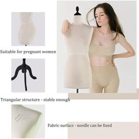 img 1 attached to 🤰 PDM WORLDWIDE Pregnant Female Dress Form Mannequin Torso Pinnable & Adjustable (Beige) - Height Range 61''-78'' with Wooden Tripod Base and Stainless Steel Stand