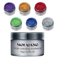 🎨 6-in-1 unisex natural hair color wax dye in 6 vibrant shades - temporary instant washable hair color mud for moisturizing, modelling, fashionable hairstyles - natural matte pomade cream for men, women, kids - ideal for party, cosplay logo