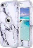 📱 ulak ipod touch case marble: heavy duty high impact protection for ipod touch 5th/6th/7th generation - grey marble design logo