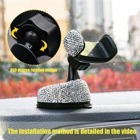 img 3 attached to 📱 Vallycomfy Bling Phone Holder for Car: Air Vent Base, Car Charger, & Crystal Mount