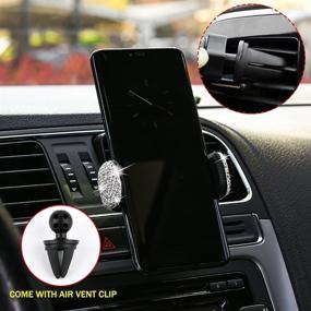 img 1 attached to 📱 Vallycomfy Bling Phone Holder for Car: Air Vent Base, Car Charger, & Crystal Mount