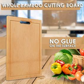 img 3 attached to 🔪 Bamboo Cutting Board - Glue-Free, 15 x 10 Inches, Heavy Duty Chopping Board for Meat, Cheese, and Vegetables with Juice Groove - EZMO One-piece Kitchen Tool with Handles: A Quality Serving Tray