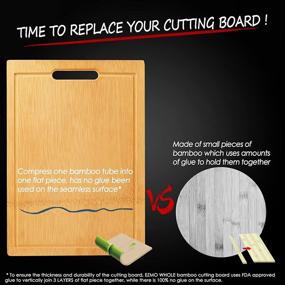 img 2 attached to 🔪 Bamboo Cutting Board - Glue-Free, 15 x 10 Inches, Heavy Duty Chopping Board for Meat, Cheese, and Vegetables with Juice Groove - EZMO One-piece Kitchen Tool with Handles: A Quality Serving Tray