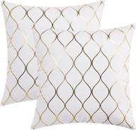 🛋️ uini 2 pack white gold foil geometric pillow covers – modern decor for couch, bed, living room логотип