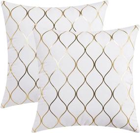 img 4 attached to 🛋️ UINI 2 Pack White Gold Foil Geometric Pillow Covers – Modern Decor for Couch, Bed, Living Room