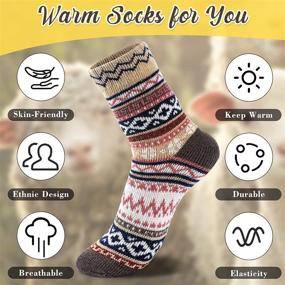 img 2 attached to 🧦 Cozy and Warm Wool Socks for Women - Set of 5 Pairs, Perfect Winter Vintage Socks for Women, Ultra Soft Crew Socks, Thick Knit Cabin Socks - Great Gifts for Women, Multicolored