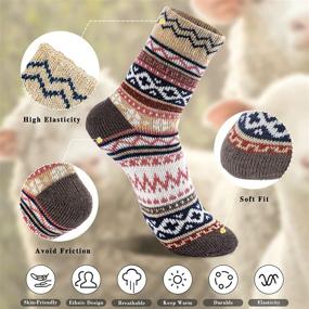 img 1 attached to 🧦 Cozy and Warm Wool Socks for Women - Set of 5 Pairs, Perfect Winter Vintage Socks for Women, Ultra Soft Crew Socks, Thick Knit Cabin Socks - Great Gifts for Women, Multicolored