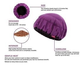 img 3 attached to 💆 Ultimate Haircare Therapy: Deep Conditioning Heat Cap with Disposable Shower Caps - Curly Girl Method - Soft Cotton, Stretchy Nylon - Microwave Safe (Purple/Black Striped, Medium)