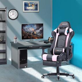 img 3 attached to 💺 Gaming Chair with Footrest: High Back, Ergonomic, Adjustable Office Chair in Pink with Massage, Headrest, and Lumbar Support