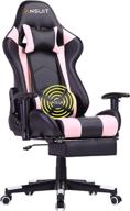 💺 gaming chair with footrest: high back, ergonomic, adjustable office chair in pink with massage, headrest, and lumbar support logo