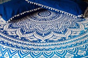 img 3 attached to 🌸 Bohemian Hippie Mandala Tapestry Bedding Set - Queen Size Majestic Blue Boho Decor with Pillow Covers - Perfect for Bedroom, Wall Hanging, or Beach Throw