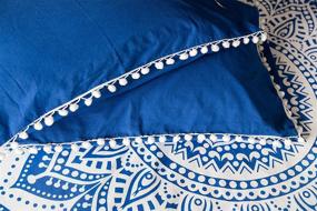 img 1 attached to 🌸 Bohemian Hippie Mandala Tapestry Bedding Set - Queen Size Majestic Blue Boho Decor with Pillow Covers - Perfect for Bedroom, Wall Hanging, or Beach Throw