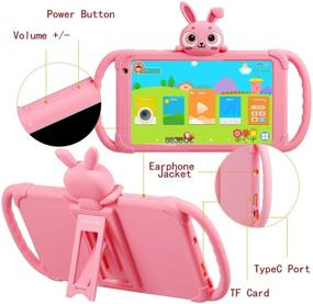 img 2 attached to 🎮 Детский планшет на Android для малышей 7-дюймовый планшет 16ГБ 4000мАч Родительский контроль + предустановленные образовательные приложения WiFi обучающий планшет для детей, в комплекте защитный чехол для детей (розовый)
