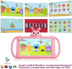 img 3 attached to 🎮 Детский планшет на Android для малышей 7-дюймовый планшет 16ГБ 4000мАч Родительский контроль + предустановленные образовательные приложения WiFi обучающий планшет для детей, в комплекте защитный чехол для детей (розовый)