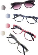 👓 4 pack heeyyok wood look reading glasses men women, comfort spring hinge & 4 pouch readers logo