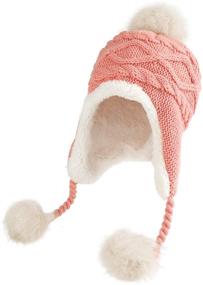 img 4 attached to ❄️ Winter Knitted Earflap Beanie for Girls - Sumolux Girls' Accessories