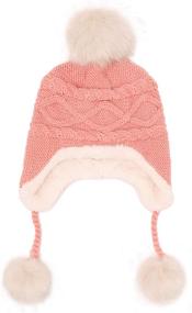 img 3 attached to ❄️ Winter Knitted Earflap Beanie for Girls - Sumolux Girls' Accessories