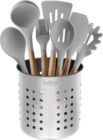 img 3 attached to 5-inch Stainless Steel Kitchen Utensil Holder & Organizer Caddy - Round Shape, Utensils Crock (Utensils Not Included)