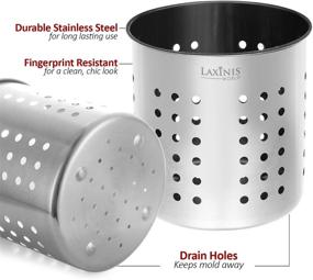 img 2 attached to 5-inch Stainless Steel Kitchen Utensil Holder & Organizer Caddy - Round Shape, Utensils Crock (Utensils Not Included)